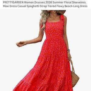 PRETTYGARDEN Red Floral Maxi Dress
